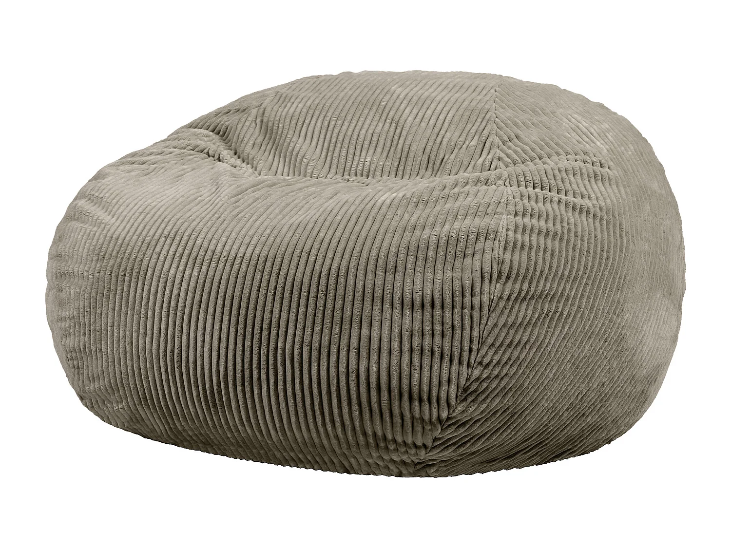 Pouf fauteuil géant en mousse expansible et velours côtelé gris - NIMBUS
