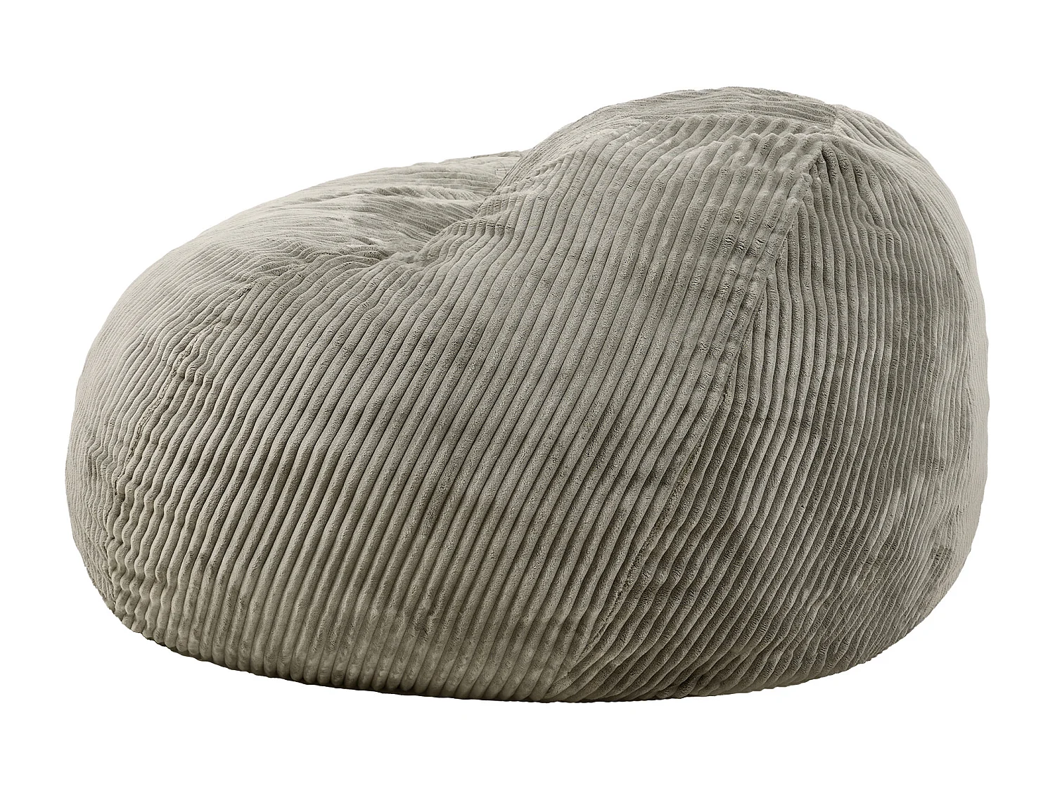 Pouf fauteuil géant en mousse expansible et velours côtelé gris - NIMBUS