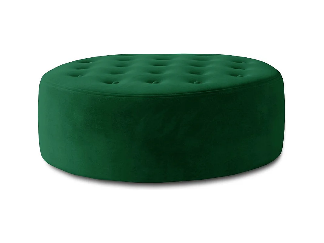 Pouf rond matelassé velours vert Styla 70cm