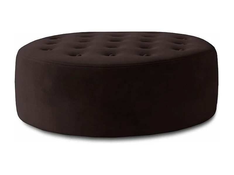 Pouf rond matelassé velours marron foncé Styla 70cm
