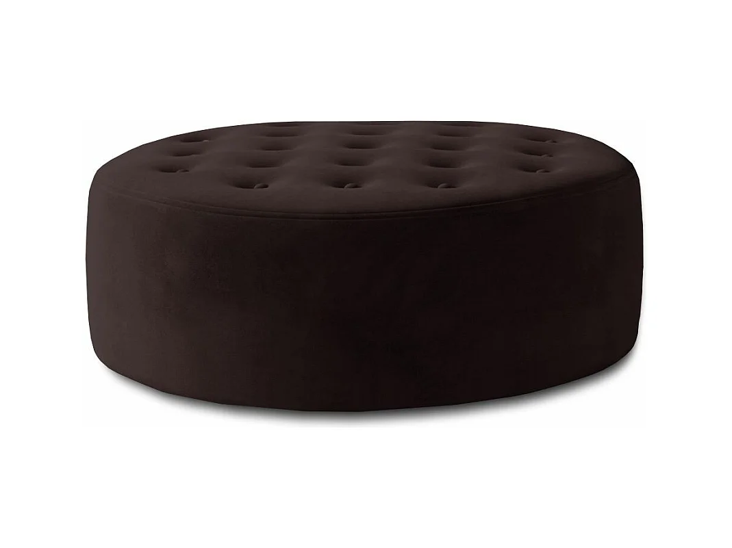 Pouf rond matelassé velours marron foncé Styla 70cm
