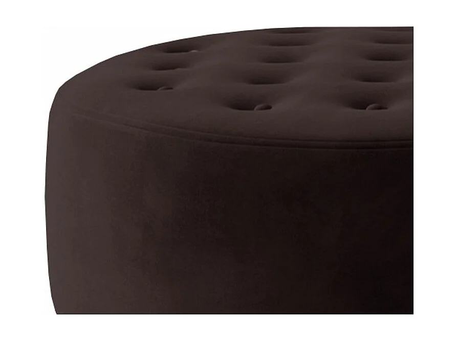 Styla donkerbruine fluwelen gewatteerde ronde poef 70 cm