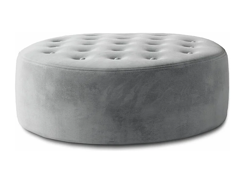 Pouf rond matelassé velours gris clair Styla 70cm