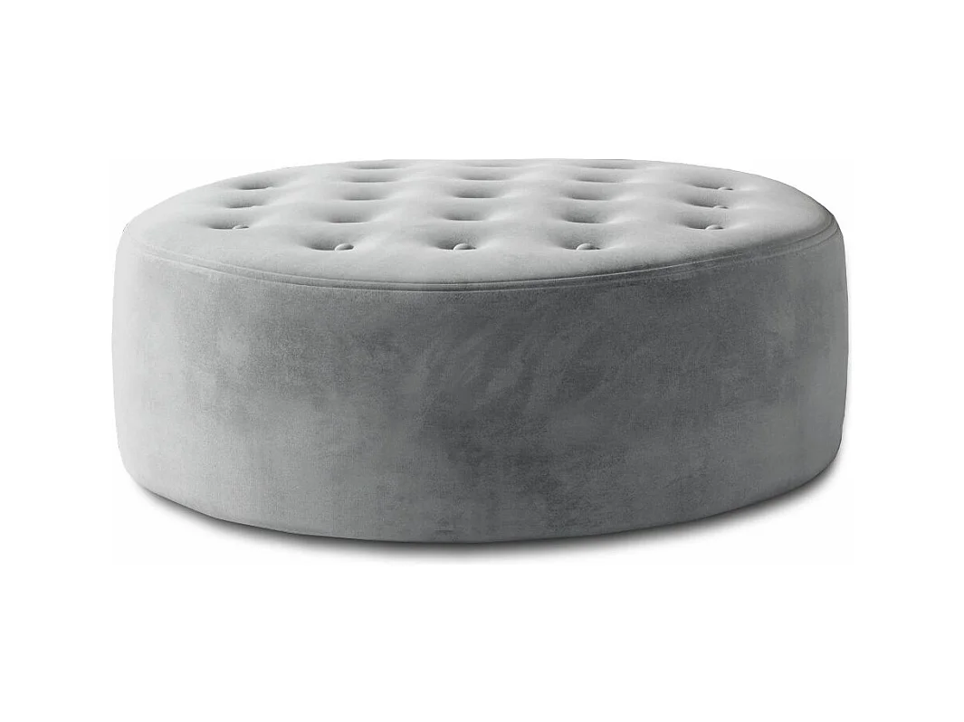 Pouf rond matelassé velours gris clair Styla 70cm