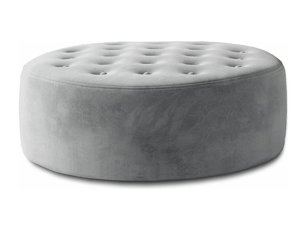 Pouf rond matelassé velours gris clair Styla 70cm