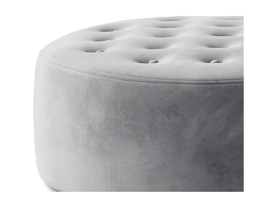 Pouf rond matelassé velours gris clair Styla 70cm