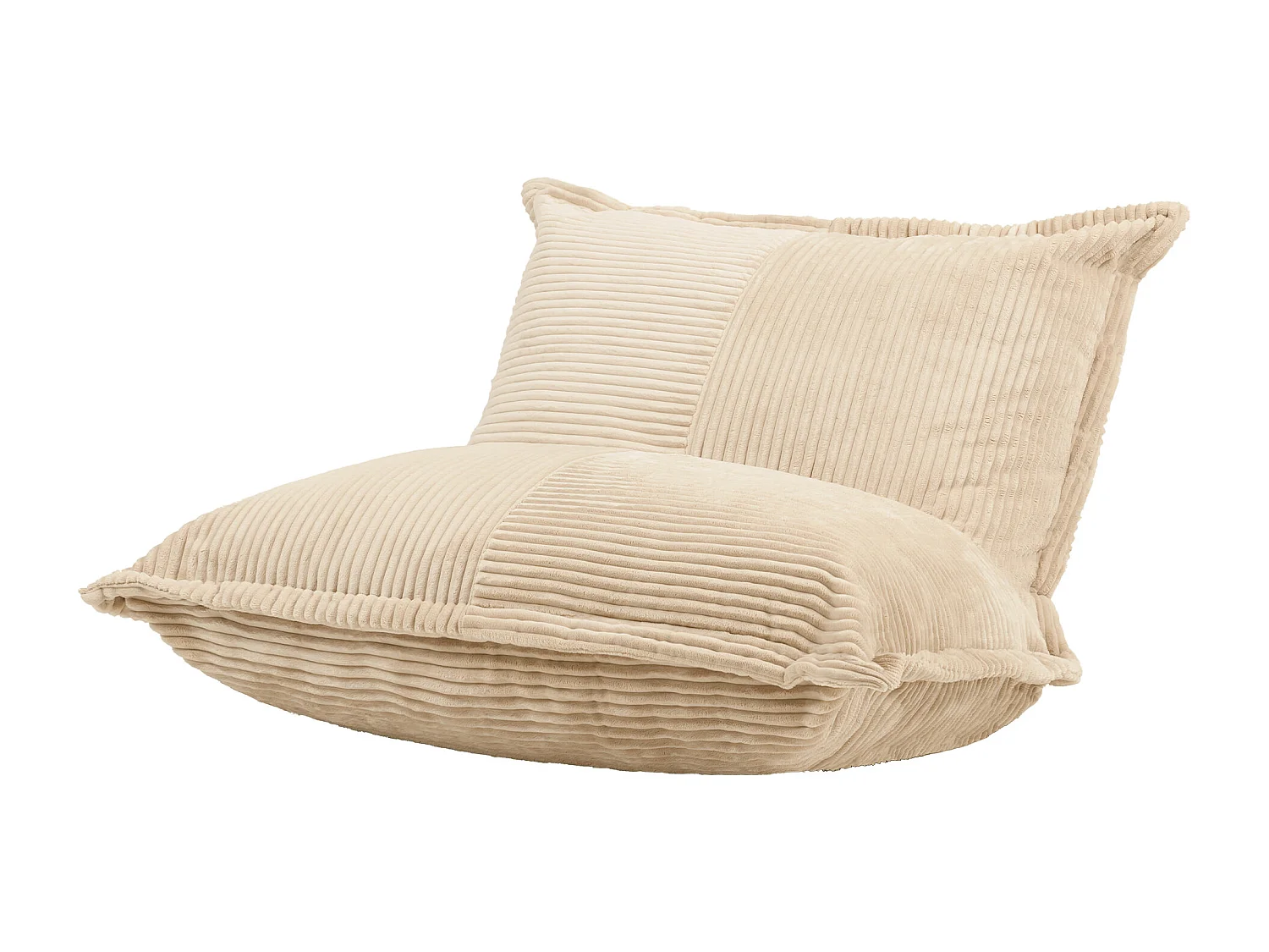 Fauteuil en mousse expansible et velours côtelé beige - PORTO