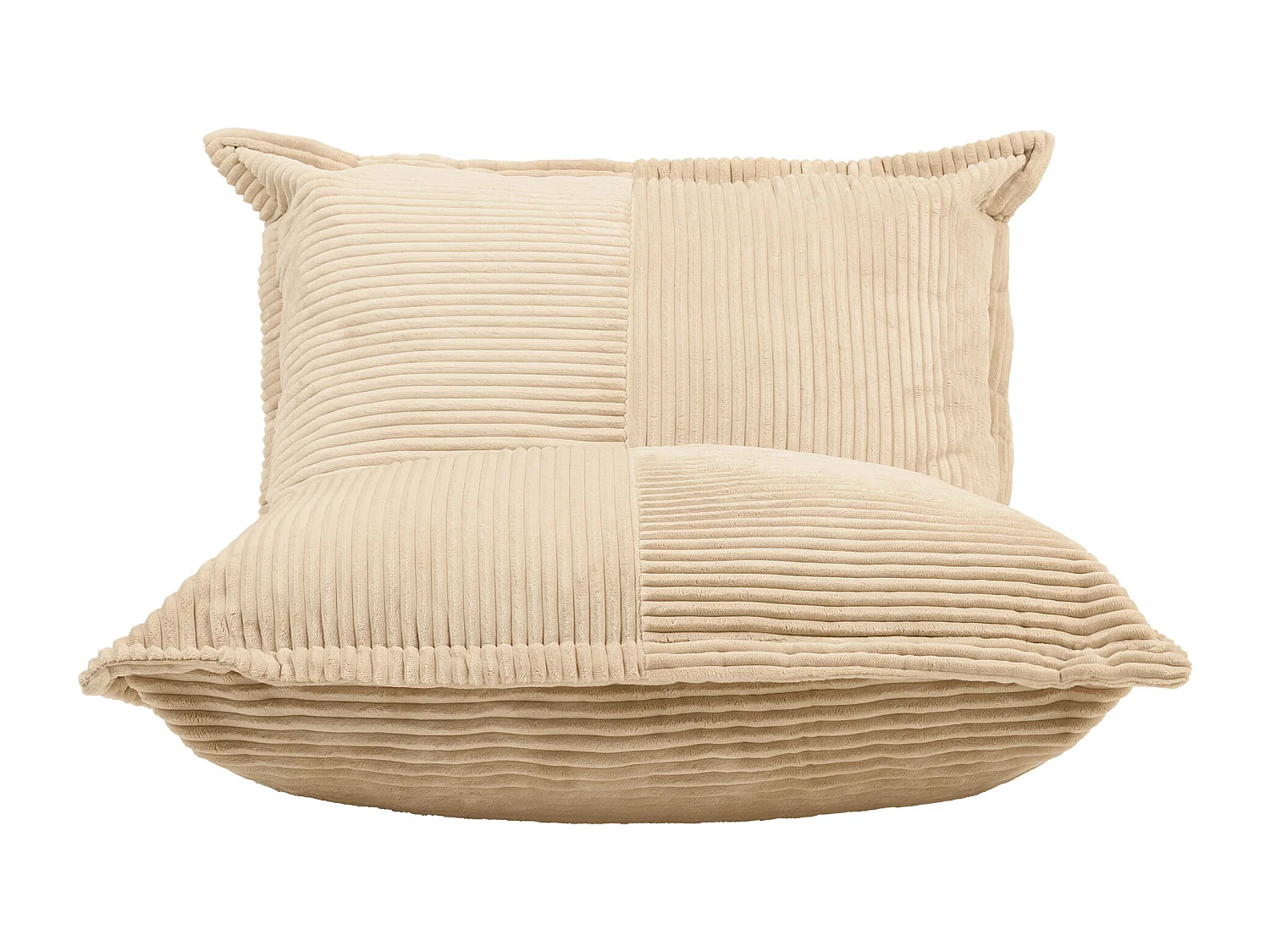Fauteuil en mousse expansible et velours côtelé beige - PORTO