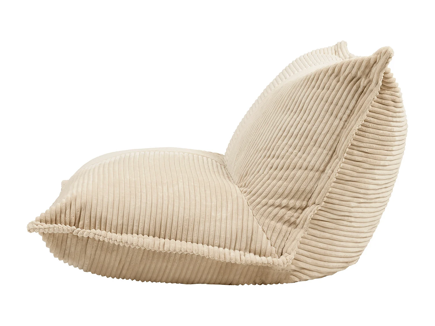 Fauteuil en mousse expansible et velours côtelé beige - PORTO