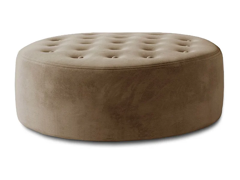 Pouf rond matelassé velours marron clair Styla 70cm