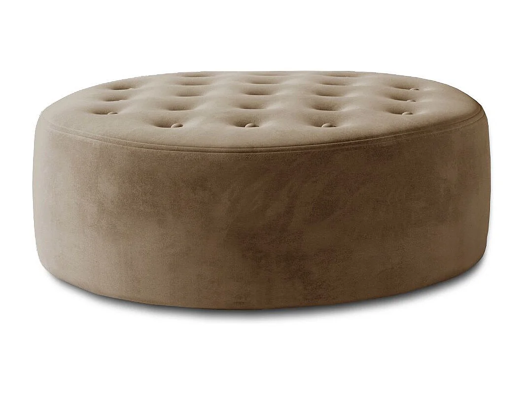 Pouf rond matelassé velours marron clair Styla 70cm