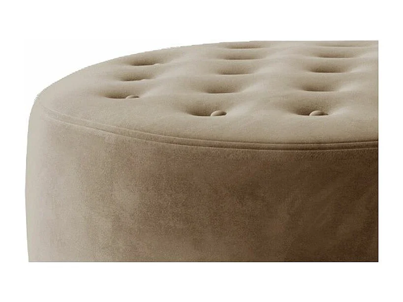 Pouf rond matelassé velours marron clair Styla 70cm