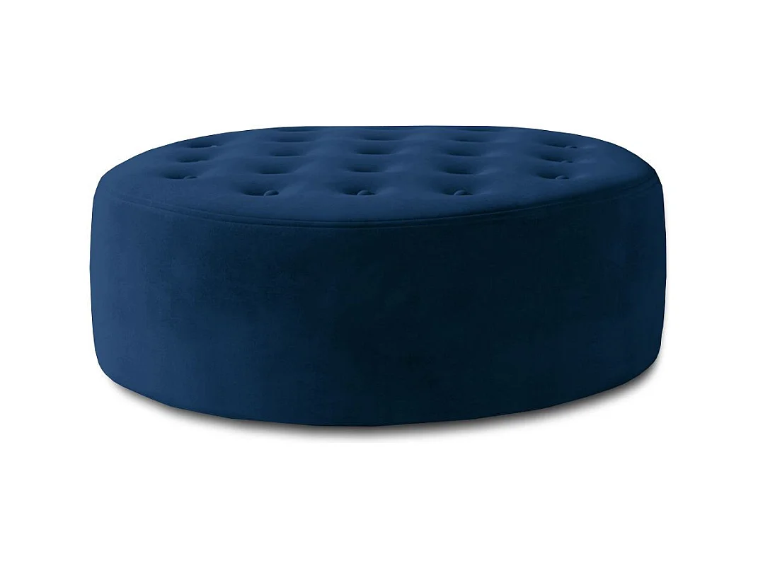 Pouf rond matelassé velours bleu foncé Styla 70cm