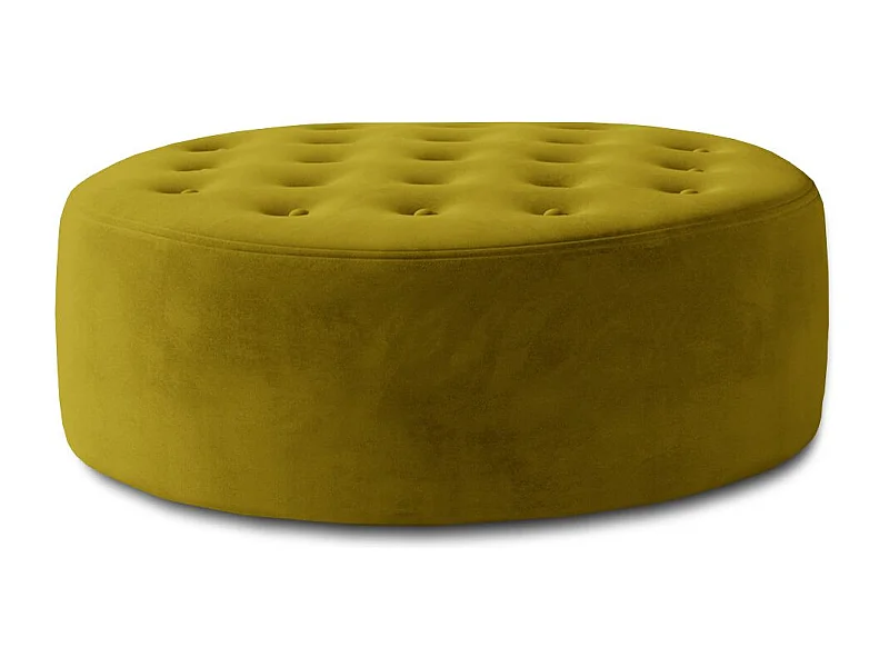Pouf rond matelassé velours vert anis Styla 70cm