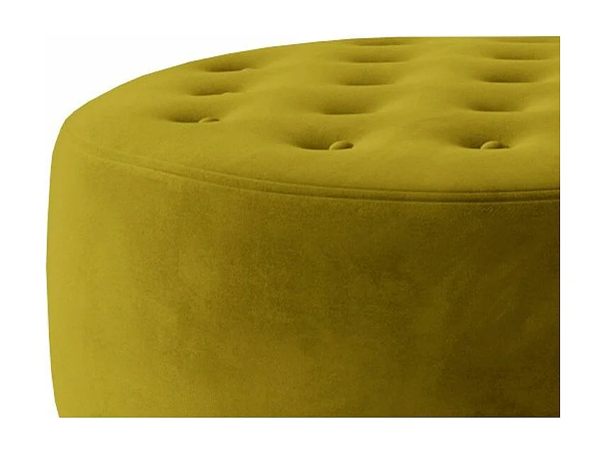Pouf rond matelassé velours vert anis Styla 70cm