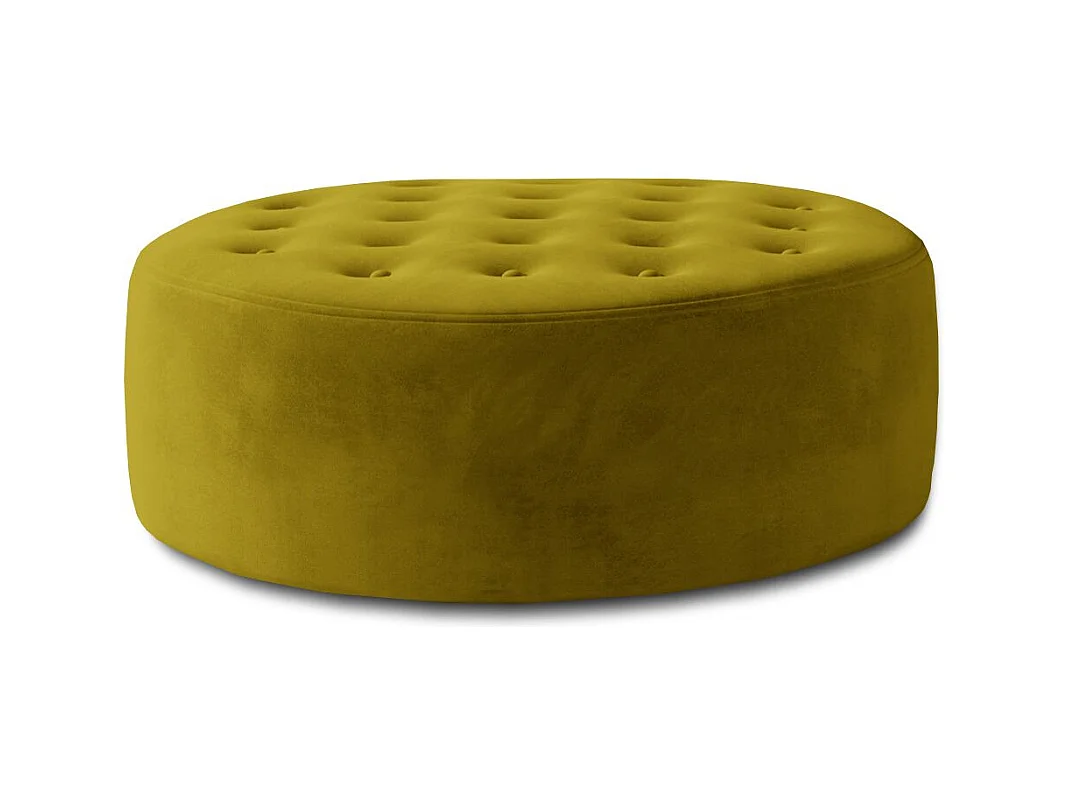 Pouf rond matelassé velours vert anis Styla 70cm