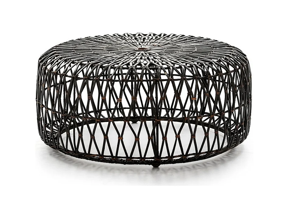 Pouf rond osier tissé brun