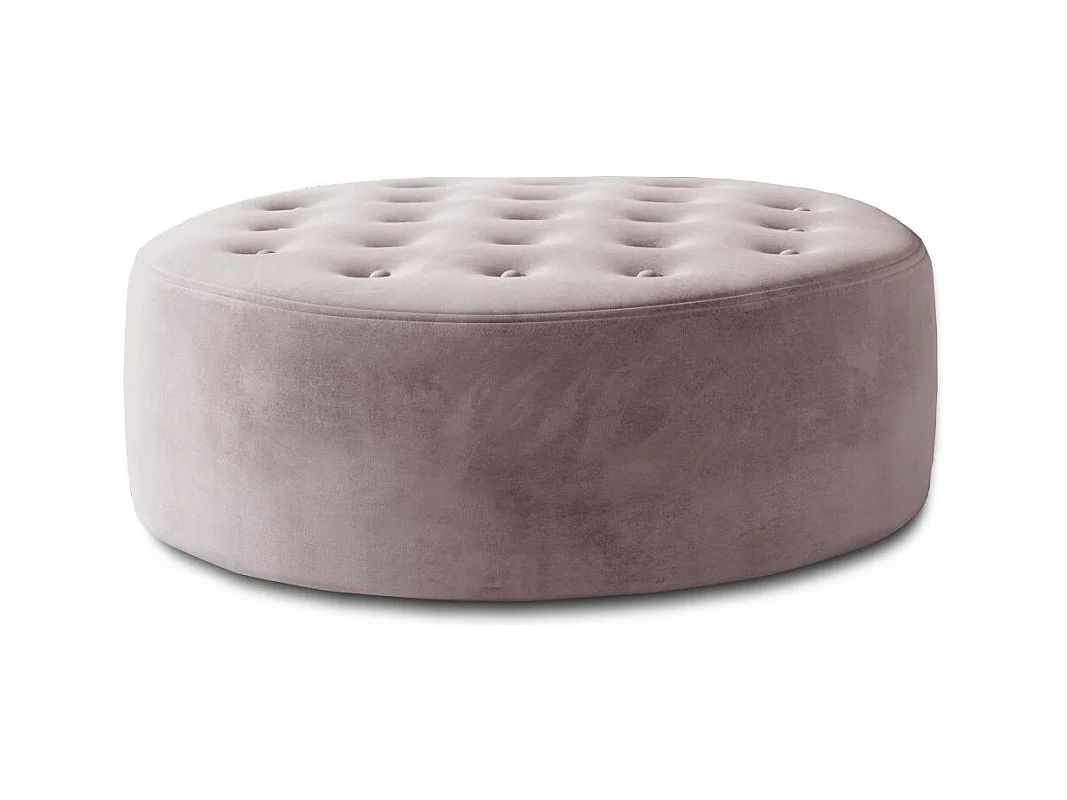 Pouf rond matelassé velours rose clair Styla 70cm