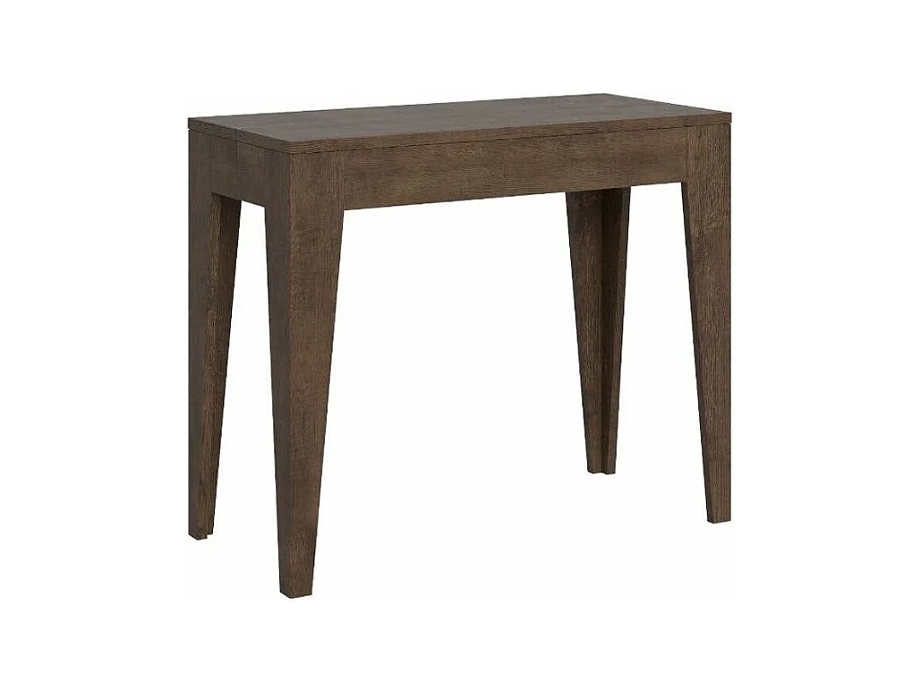 Console extensible moderne en bois Kanda 90x42-198 ou 90x42-302-Couleur Marron-Pied et support sur roulettes-5 rallonges
