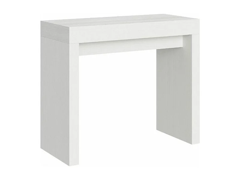 Console extensible en bois Ribo 90x40-196 ou 90x40-300-Couleur Blanc-Support 4 pieds-3 rallonges