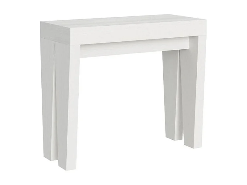Console extensible en bois Sambo 90x40-196 ou 90x40-300-Couleur Blanc-Support 4 pieds-3 rallonges