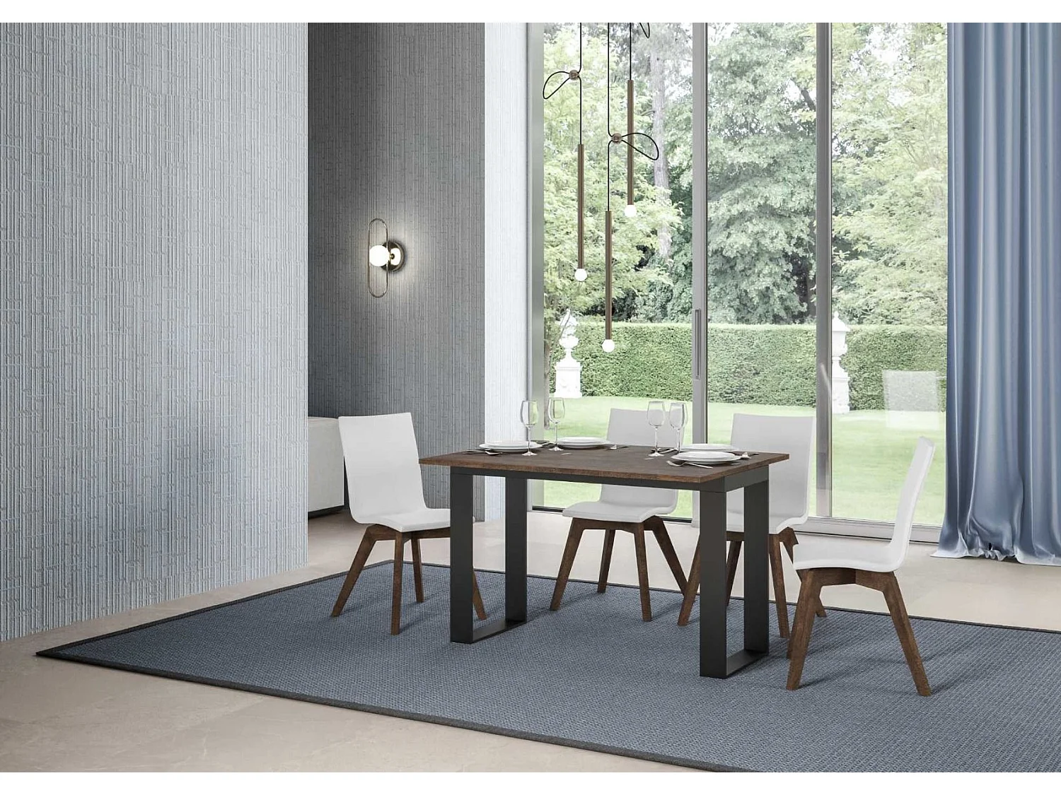 Uitschuifbare dubbele bovenconsole 120x45/90 of 120/200x45/90 cm Kouta-Kleur Bruin-Breedte 120 cm