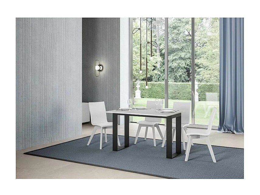 Consola extensible doble encimera 120x45/90 o 120/200x45/90 cm Kouta-Color Blanco-Anchura 200 cm