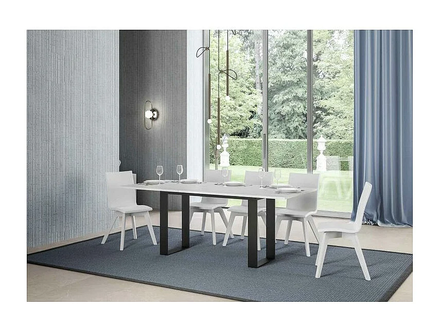 Consola extensible doble encimera 120x45/90 o 120/200x45/90 cm Kouta-Color Blanco-Anchura 200 cm