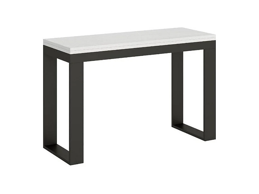Console extensible double plateau 120x45-90 ou 120-200x45-90 Kouta-Couleur Blanc-Largeur 200 cm