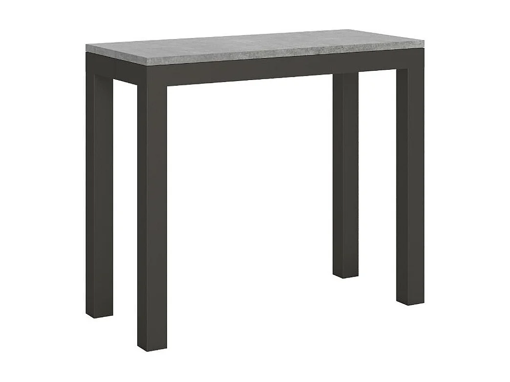 Console extensible bois et acier anthracite Monteros 90x40-196 ou 90x40-300-Couleur Marron-Support 4 pieds-5 rallonges