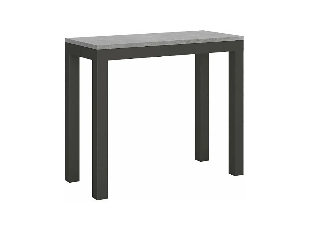 Consola extensible en madera y acero antracita Monteros 90x40/196 o 90x40/300 cm-Color Natural-Base y soporte con ruedas-Alargaderas 3 extensiones