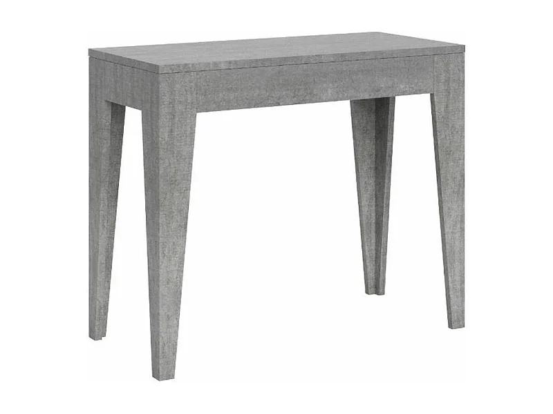 Console extensible moderne en bois Kanda 90x42-198 ou 90x42-302-Couleur Gris ciment-Support 4 pieds-5 rallonges