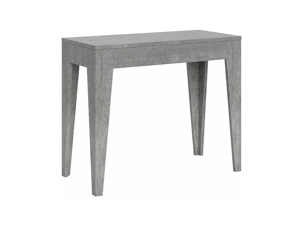 Console extensible moderne en bois Kanda 90x42-198 ou 90x42-302-Couleur Gris ciment-Support 4 pieds-5 rallonges