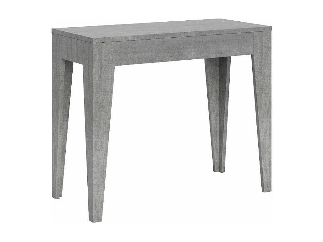 Console extensible moderne en bois Kanda 90x42-198 ou 90x42-302-Couleur Gris ciment-Support 4 pieds-5 rallonges