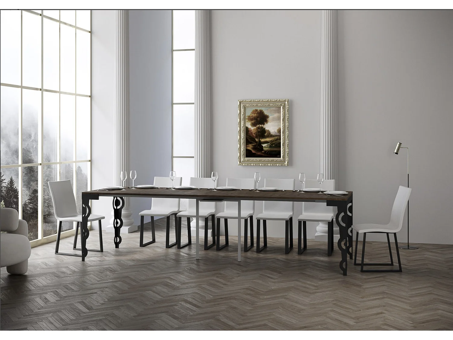 Console extensible style orientale Agadir 90x40-196 ou 90x40-300-Couleur Marron-5 rallonges