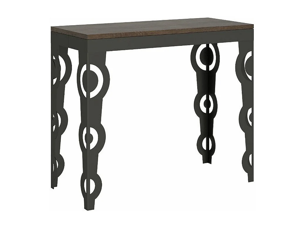 Console extensible style orientale Agadir 90x40-196 ou 90x40-300-Couleur Marron-5 rallonges