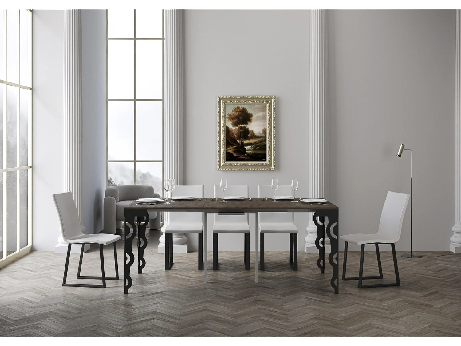 Console extensible style orientale Agadir 90x40-196 ou 90x40-300-Couleur Marron-5 rallonges