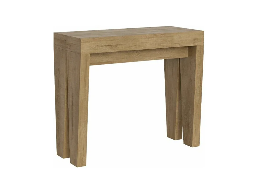 Console extensible en bois Sambo 90x40-196 ou 90x40-300-Couleur Naturel-Support 4 pieds-3 rallonges