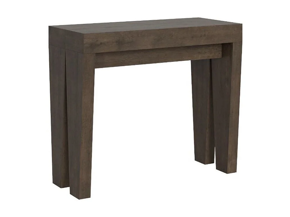 Console extensible en bois Sambo 90x40-196 ou 90x40-300-Couleur Marron-Pied et support sur roulettes-5 rallonges