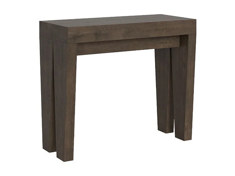 Console extensible en bois Sambo 90x40-196 ou 90x40-300-Couleur Marron-Pied et support sur roulettes-5 rallonges