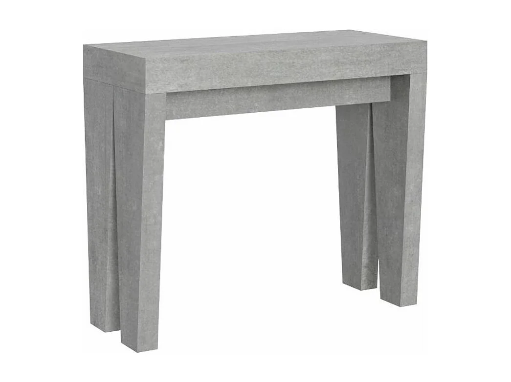 Console extensible en bois Sambo 90x40-196 ou 90x40-300-Couleur Gris ciment-Support 4 pieds-5 rallonges