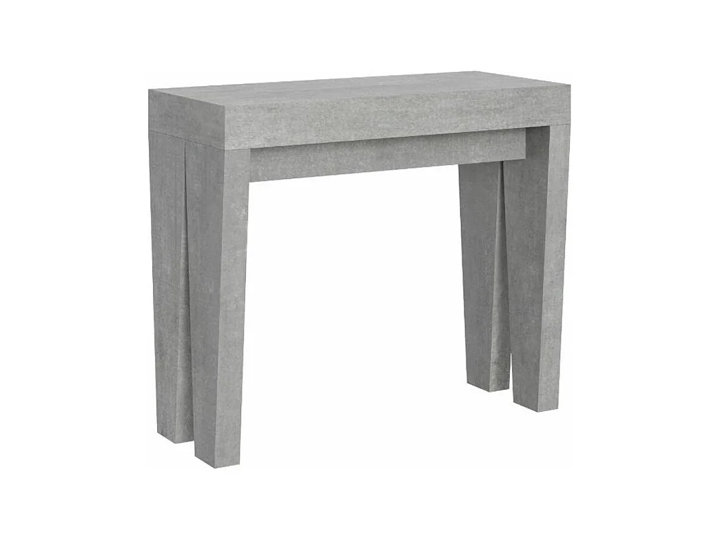 Console extensible en bois Sambo 90x40-196 ou 90x40-300-Couleur Gris ciment-Support 4 pieds-5 rallonges