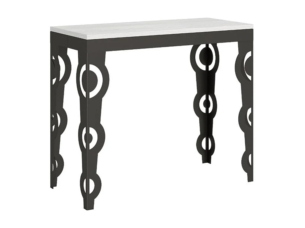 Console extensible style orientale Agadir 90x40-196 ou 90x40-300-Couleur Naturel-5 rallonges