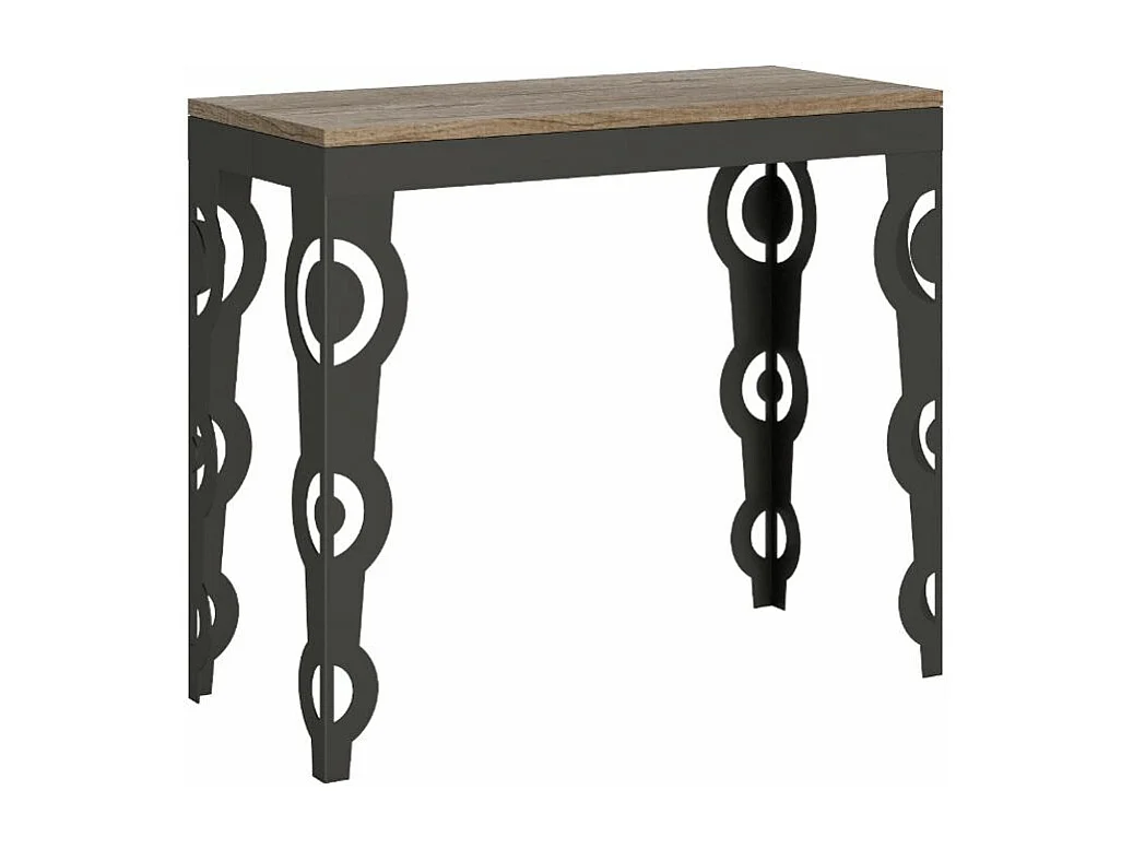 Console extensible style orientale Agadir 90x40-196 ou 90x40-300-Couleur Naturel-5 rallonges