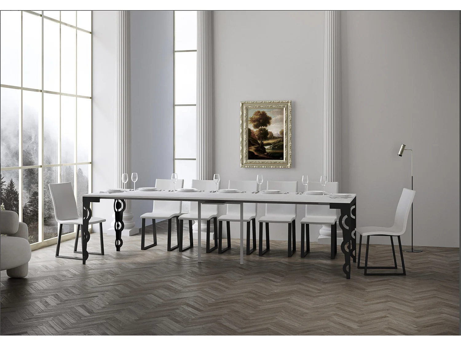 Console extensible style orientale Agadir 90x40-196 ou 90x40-300-Couleur Naturel-5 rallonges