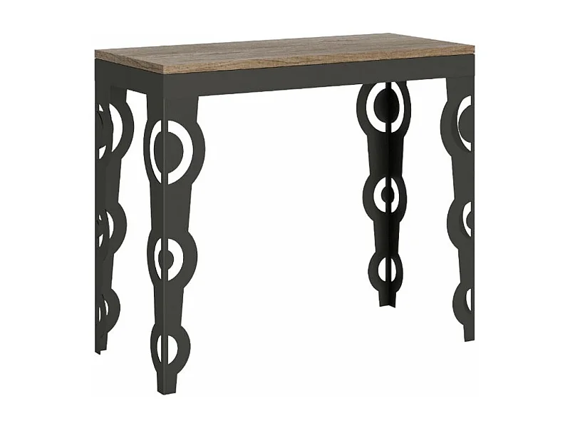 Console extensible style orientale Agadir 90x40-196 ou 90x40-300-Couleur Naturel-5 rallonges