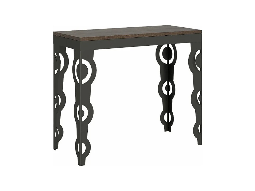 Console extensible style orientale Agadir 90x40-196 ou 90x40-300-Couleur Marron-3 rallonges