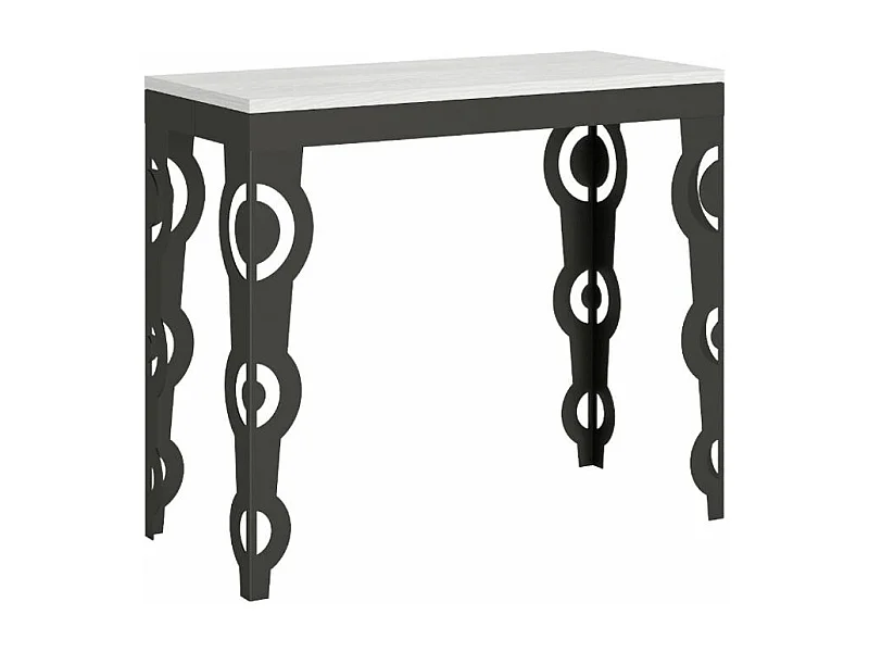 Agadir uitschuifbare console in oosterse stijl 90x40/196 of 90x40/300 cm-Kleur Wit-Verlengsnoeren 3 uitbreidingen