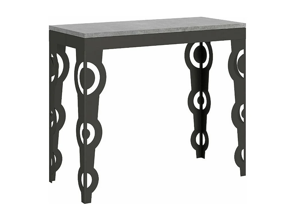 Console extensible style orientale Agadir 90x40-196 ou 90x40-300-Couleur Gris ciment-3 rallonges