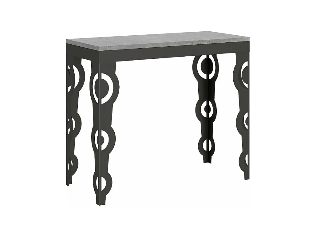 Console extensible style orientale Agadir 90x40-196 ou 90x40-300-Couleur Gris ciment-3 rallonges
